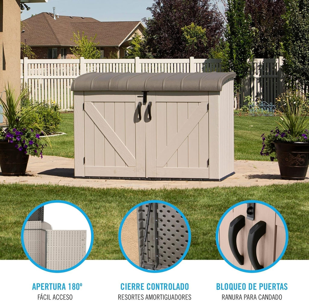 6 × 3.5 Ft Heavy-Duty Horizontal Outdoor Storage Shed – Desert Sand/White