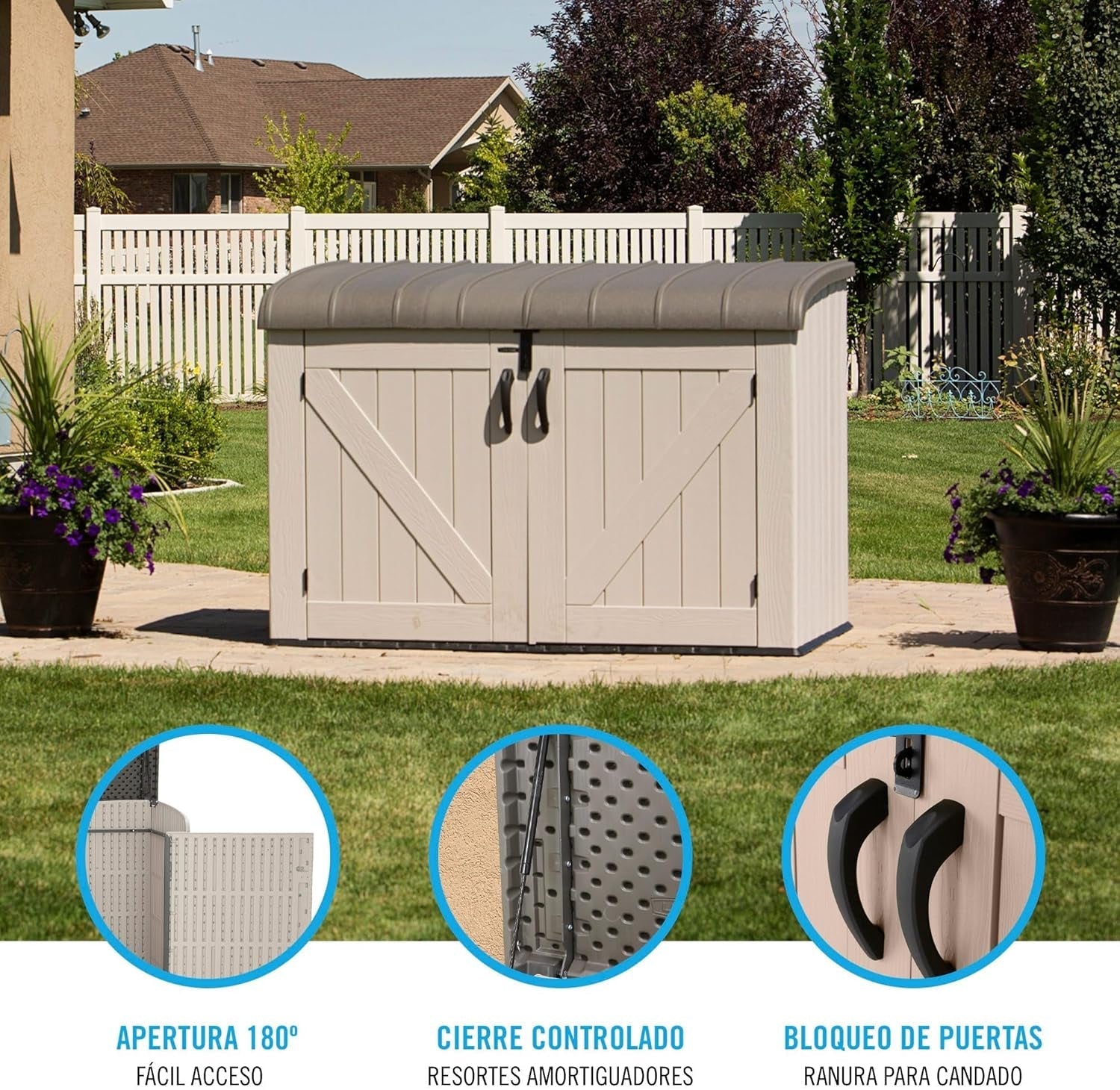 6 × 3.5 Ft Heavy-Duty Horizontal Outdoor Storage Shed – Desert Sand/White