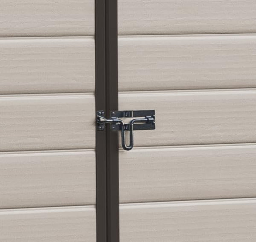 6 × 8 Ft Outdoor Apex Double Door Garden Storage Shed – Beige/Brown Wood Effect