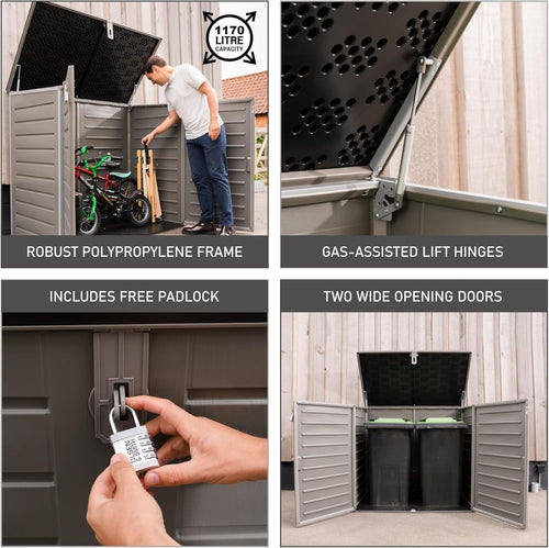 1170L Extra Large Outdoor Garden Storage Box with Padlock