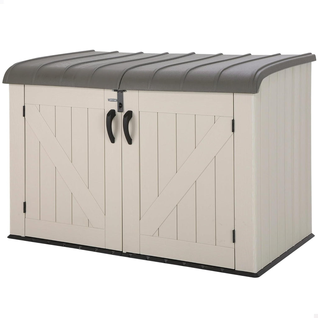 6 × 3.5 Ft Heavy-Duty Horizontal Outdoor Storage Shed – Desert Sand/White