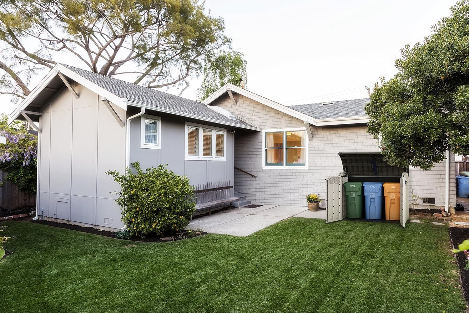 2000L Outdoor Garden Storage Shed – Beige & Brown