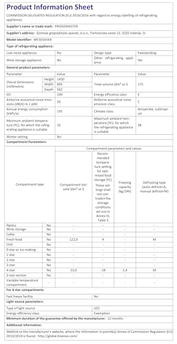 MC50165EB 50cm Freestanding 60/40 Fridge Freezer - 175-litre capacity with Crisper box - Reversible Door