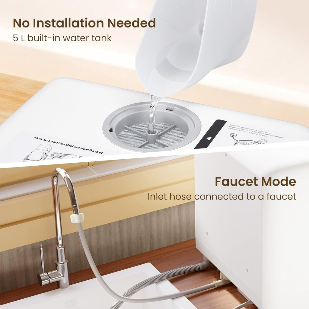 HAVA Table Top Dishwasher – Mini Countertop, Portable, 6 Programs, 5L Water Tank, No Installation Required