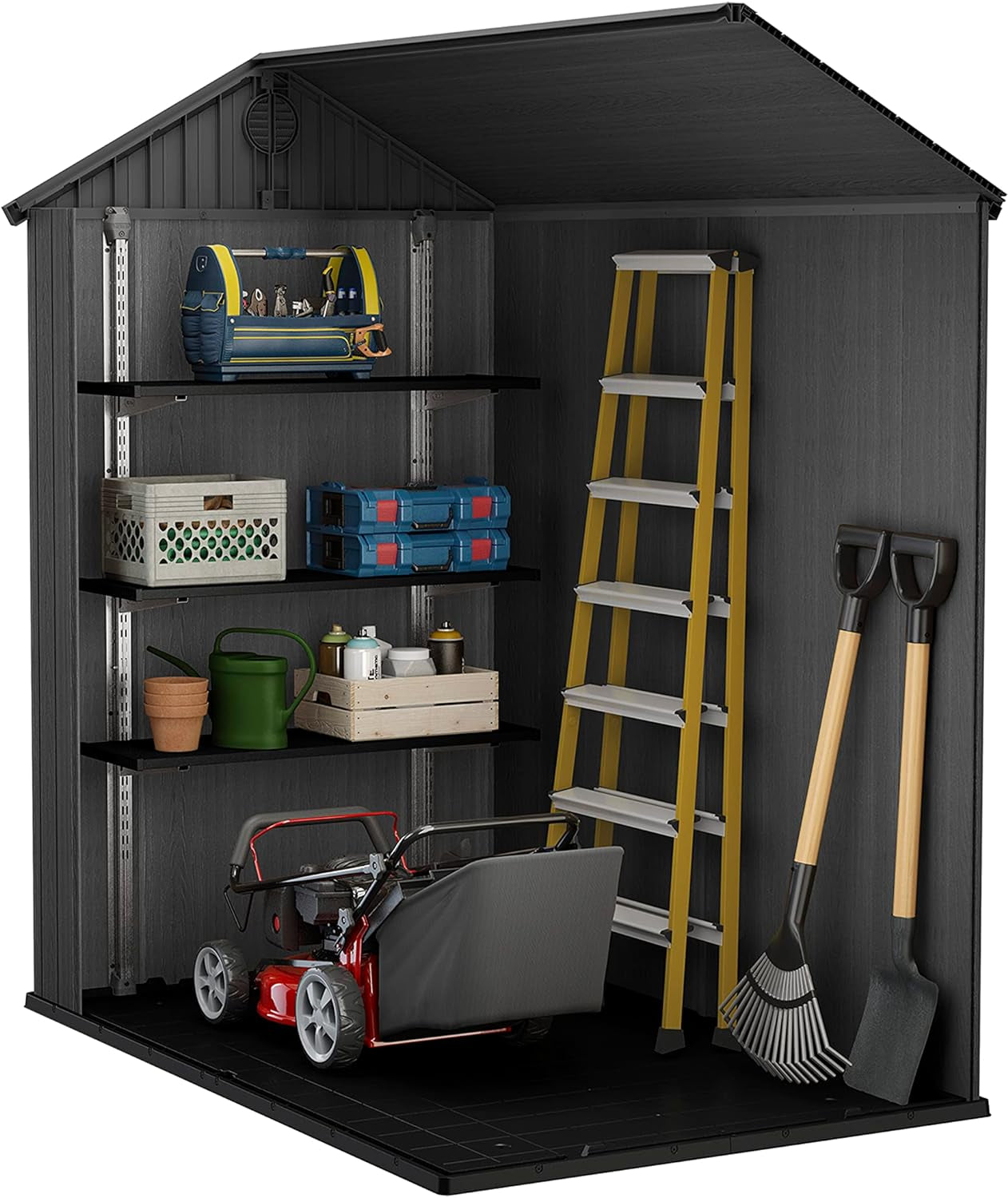 6 × 4 Ft Outdoor Apex Single Door Garden Storage Shed – Grey Wood-Effect