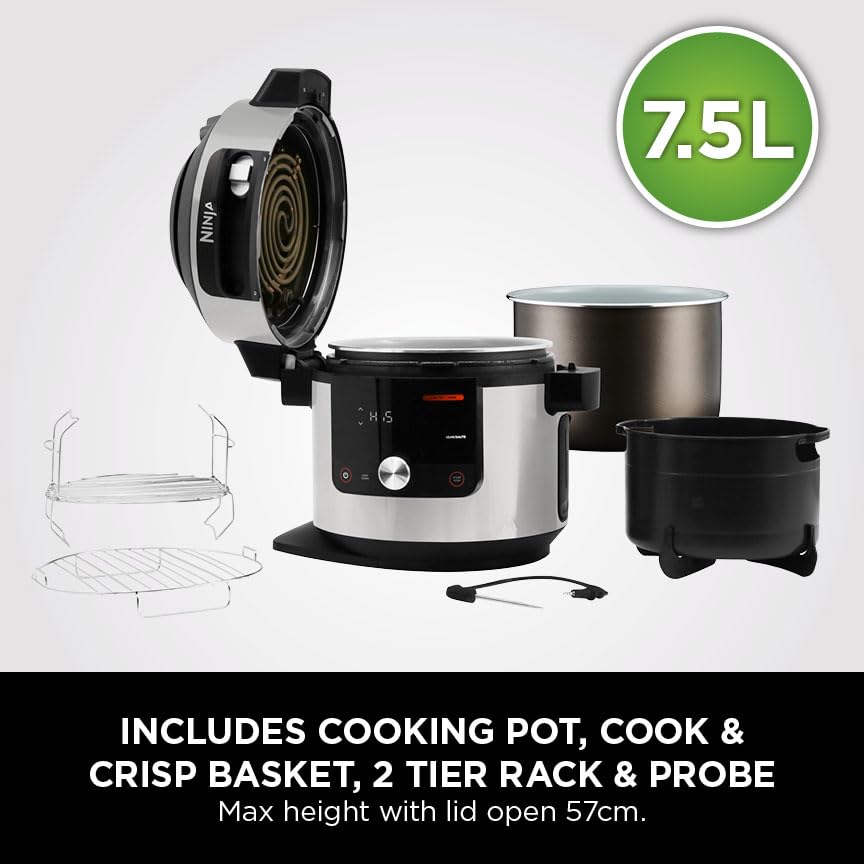 Foodi MAX 15-in-1 SmartLid Multi-Cooker 7.5L with Digital Probe, Electric Pressure Cooker & Air Fryer, Slow Cook