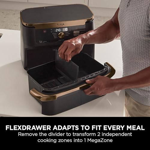 Foodi FlexDrawer Air Fryer, Dual Zone with Removable Divider, Large 10.4L Drawer, 7-in-1, Air-Fryer, Air Fry, Roast, Bake
