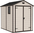 6 × 8 Ft Outdoor Apex Double Door Garden Storage Shed – Beige/Brown Wood Effect