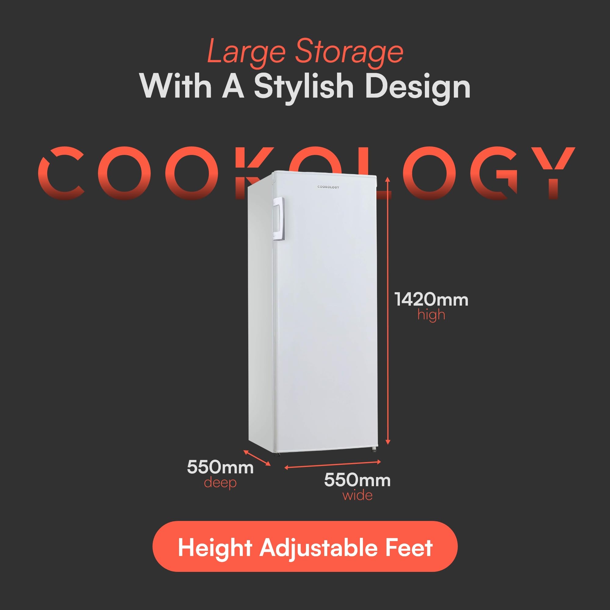 CTFZ160WH Tall Freestanding Freezer - Upright Freezer with 160 Litre Capacity - 142cm High and 55cm Wide