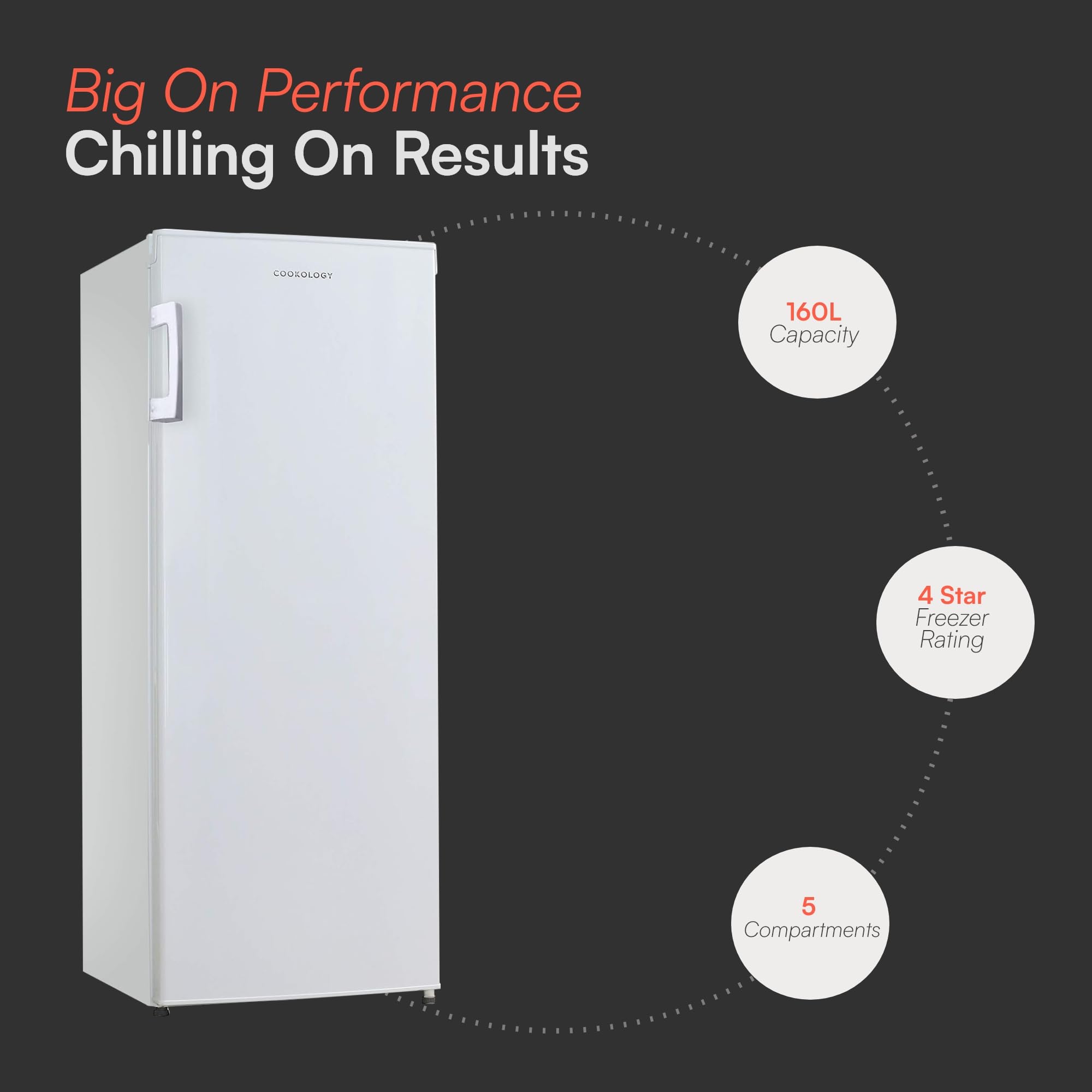 CTFZ160WH Tall Freestanding Freezer - Upright Freezer with 160 Litre Capacity - 142cm High and 55cm Wide