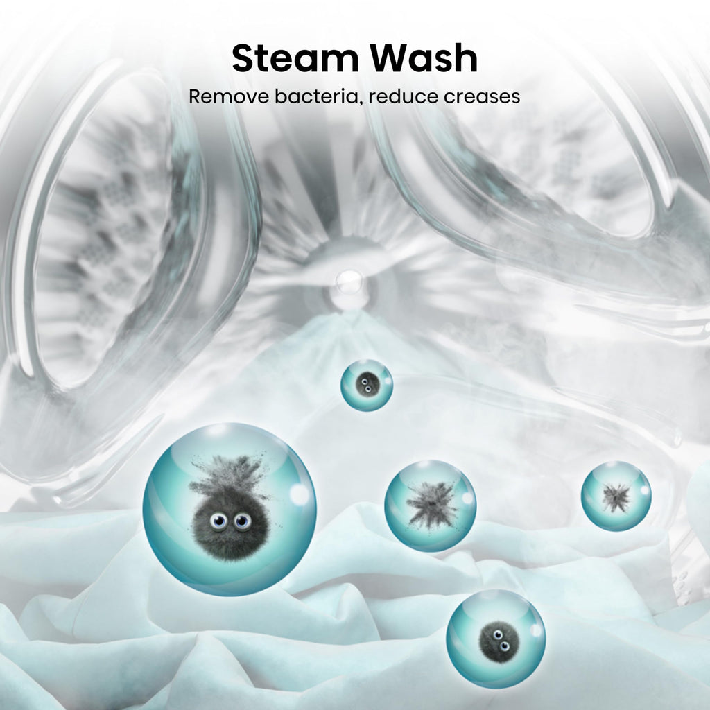 1Q Series WF1Q9041BW Freestanding 9 KG Front Load Washing Durable Inverter Machine, Steam Wash