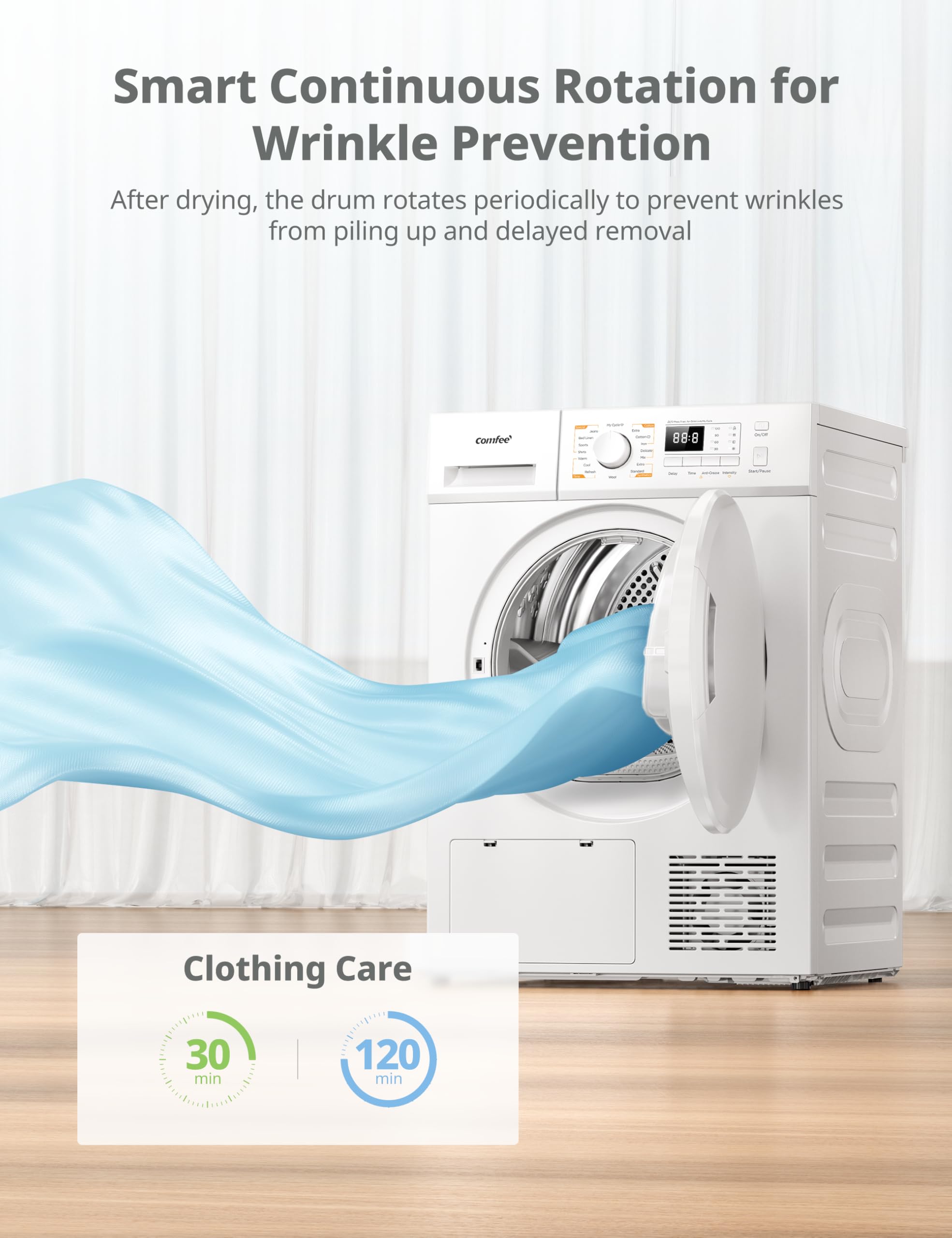 Freestanding Heat Pump Tumble Dryer,8kg Front Load, A+ Class, 16 Programmes, Auto-Dry,Anti-Crease