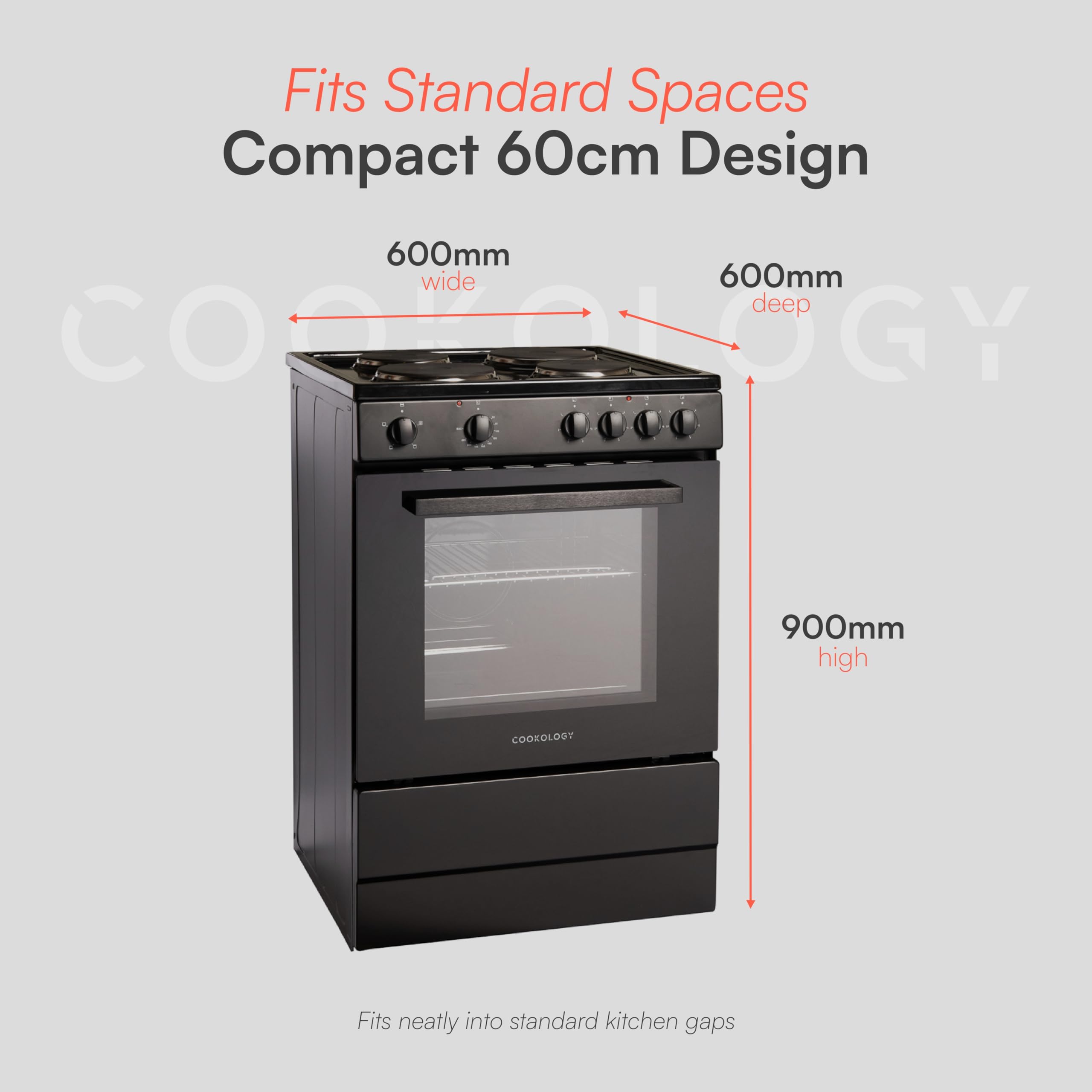 CFSP600BK/1 Freestanding Electric Single Cooker in Black - Solid Plate Top - 68 Litre Capacity - 60cm Wide
