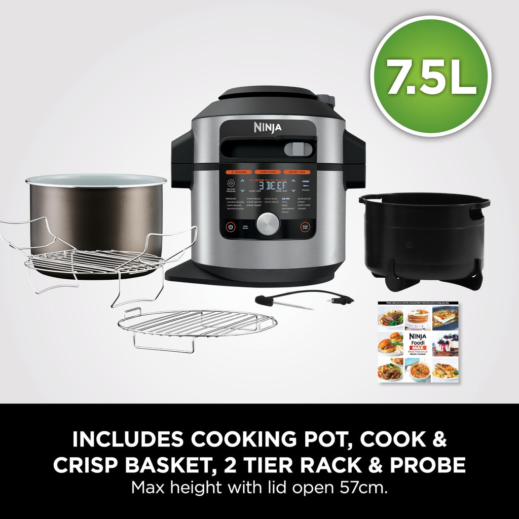 Foodi MAX 15-in-1 SmartLid Multi-Cooker 7.5L with Digital Probe, Electric Pressure Cooker & Air Fryer, Slow Cook