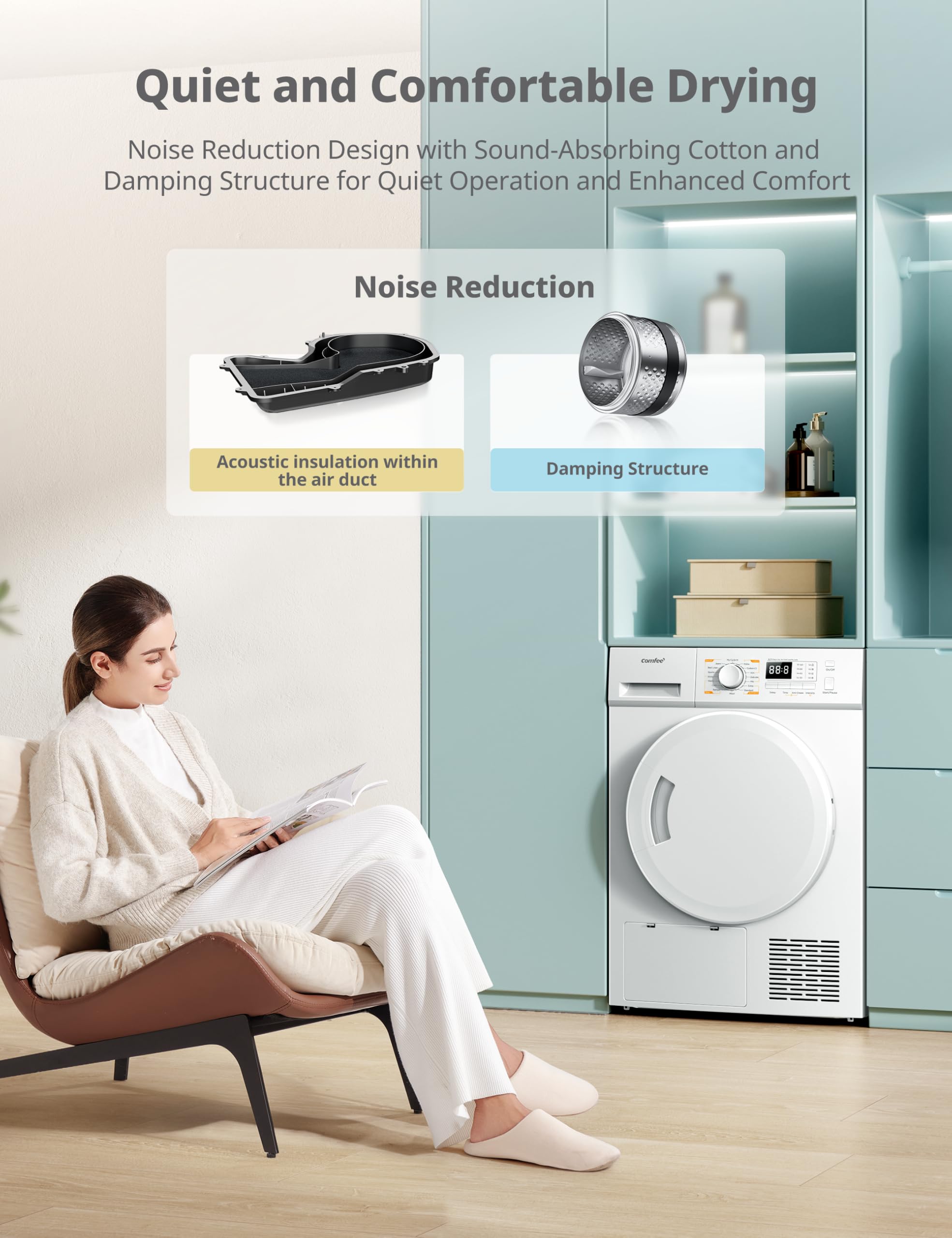 Freestanding Heat Pump Tumble Dryer,8kg Front Load, A+ Class, 16 Programmes, Auto-Dry,Anti-Crease