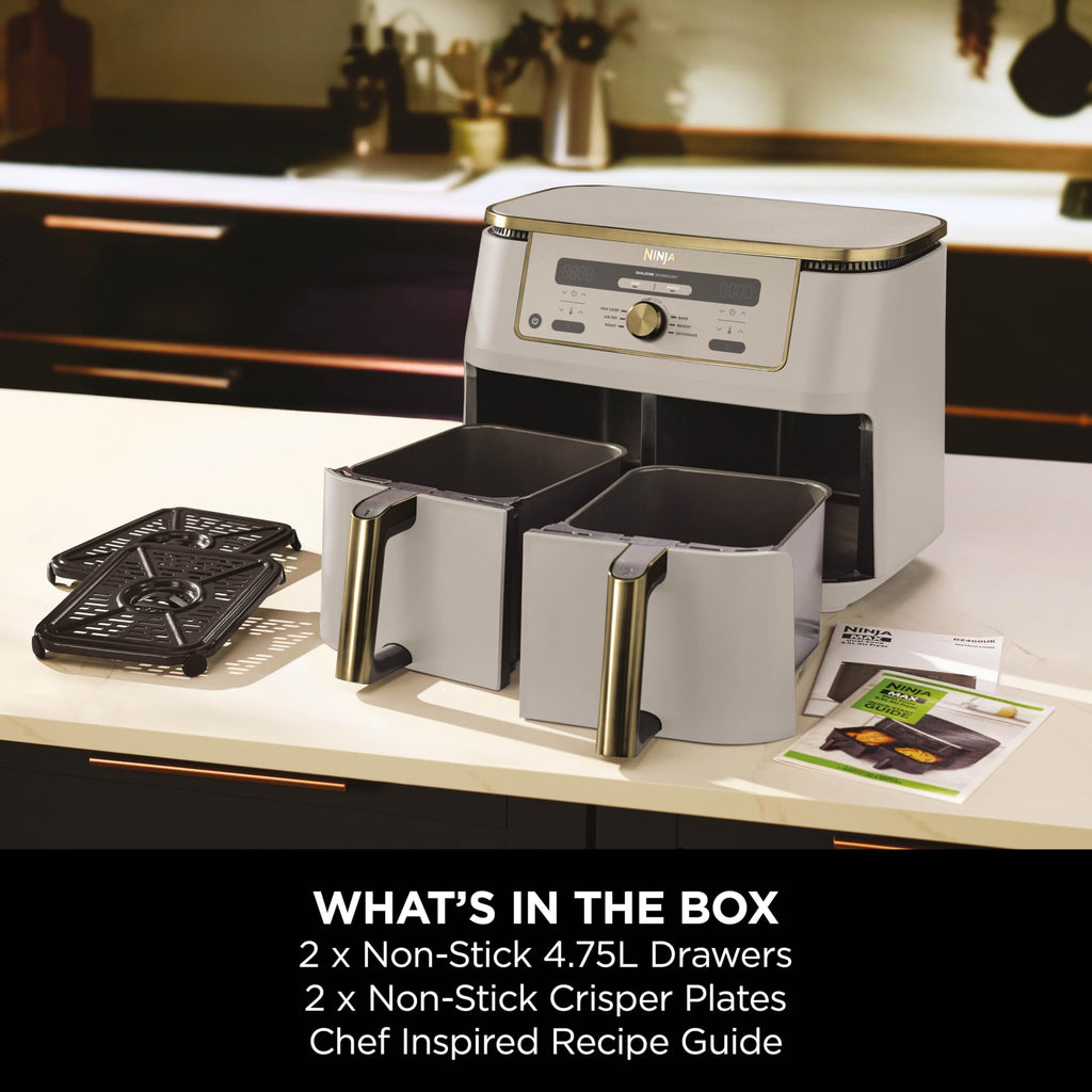 MAX Dual Zone Digital Air Fryer, 2 Drawers, 9.5L, 6-in-1, Uses No Oil, Air Fry, Max Crisp, Roast, Bake, Reheat, Dehydrate