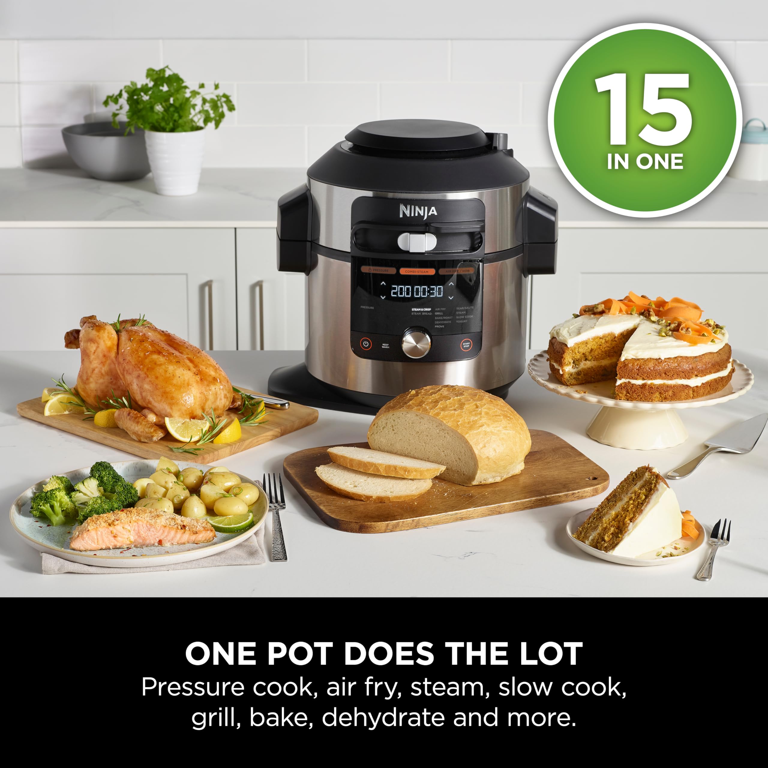 Foodi MAX 15-in-1 SmartLid Multi-Cooker 7.5L with Digital Probe, Electric Pressure Cooker & Air Fryer, Slow Cook