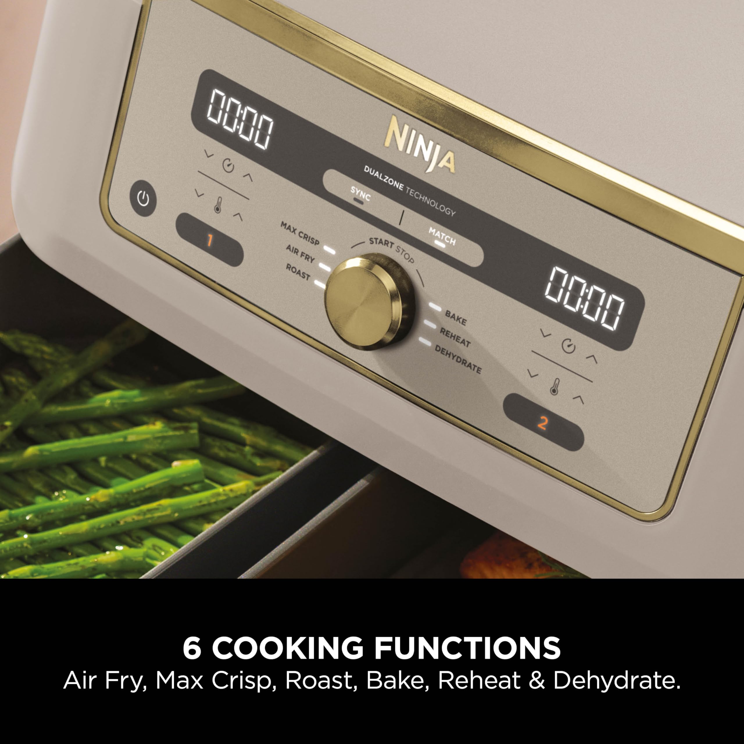 MAX Dual Zone Digital Air Fryer, 2 Drawers, 9.5L, 6-in-1, Uses No Oil, Air Fry, Max Crisp, Roast, Bake, Reheat, Dehydrate