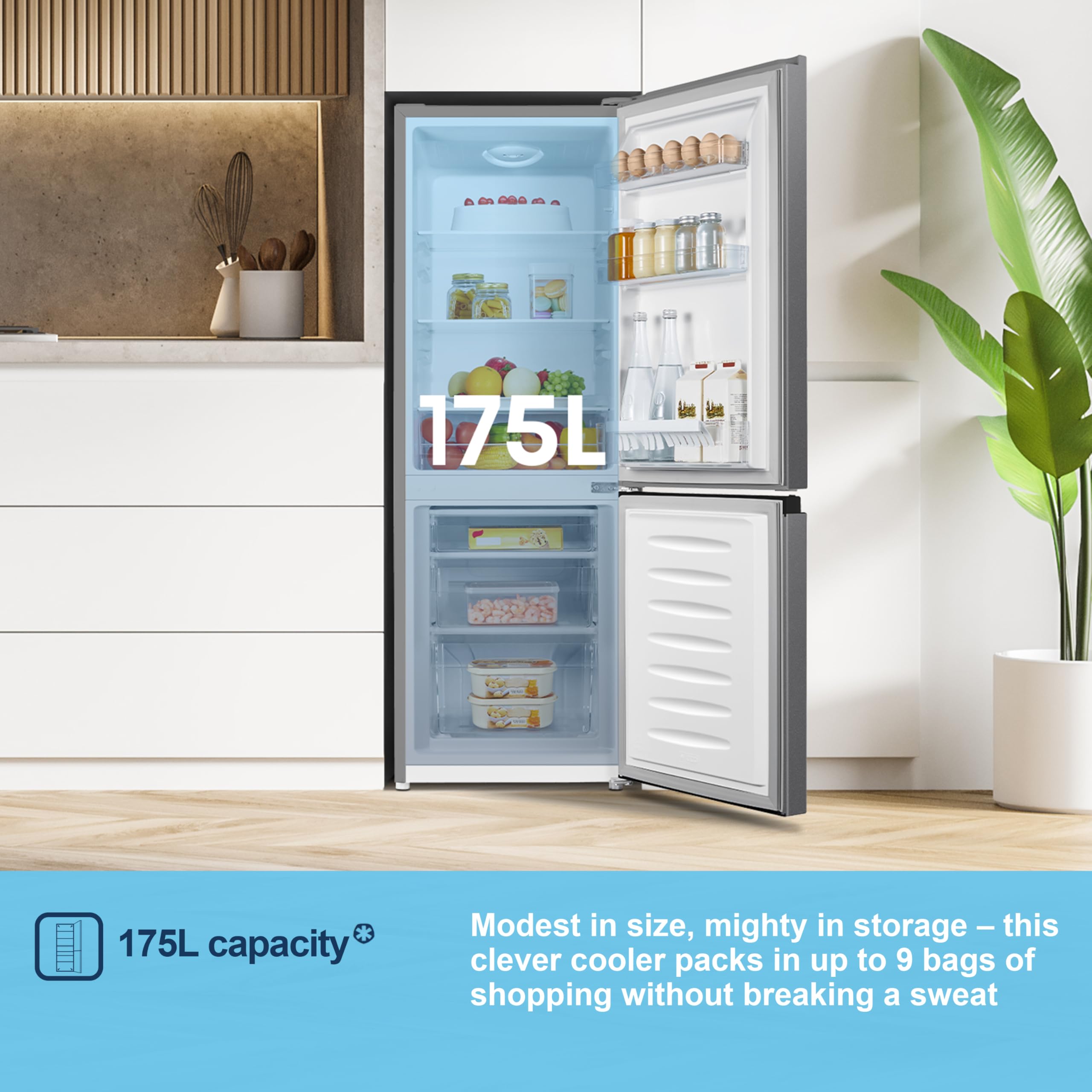 MC50165EB 50cm Freestanding 60/40 Fridge Freezer - 175-litre capacity with Crisper box - Reversible Door