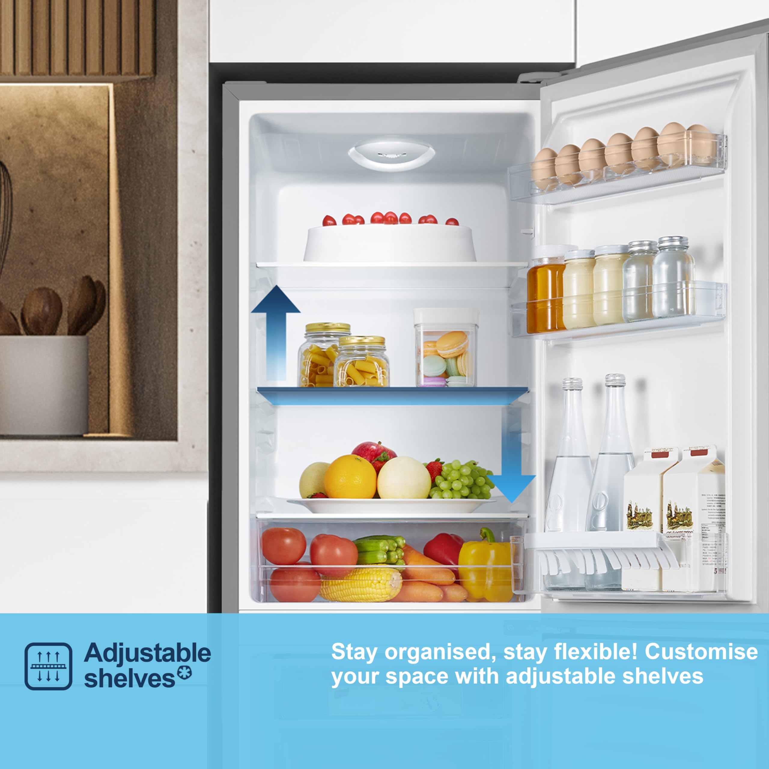 MC50165EB 50cm Freestanding 60/40 Fridge Freezer - 175-litre capacity with Crisper box - Reversible Door