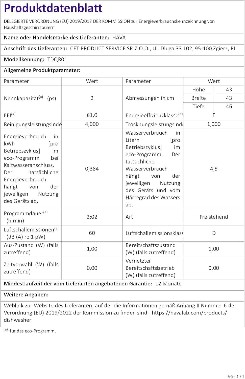 HAVA Table Top Dishwasher – Mini Countertop, Portable, 6 Programs, 5L Water Tank, No Installation Required
