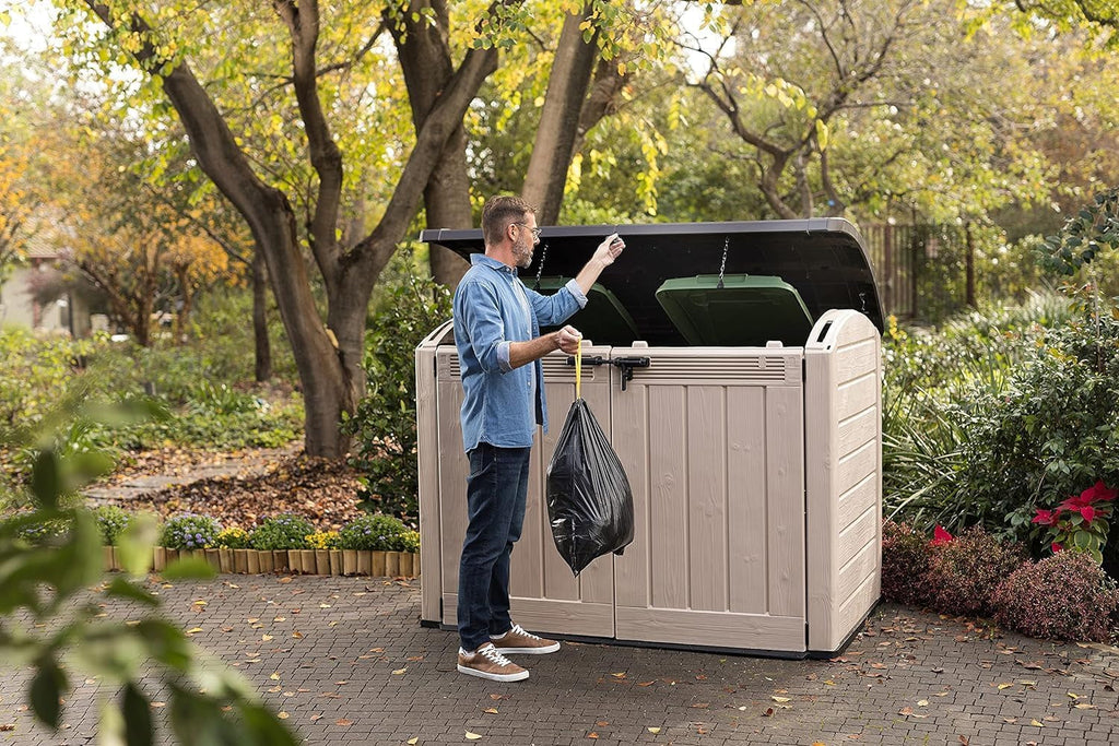 2000L Outdoor Garden Storage Shed – Beige & Brown