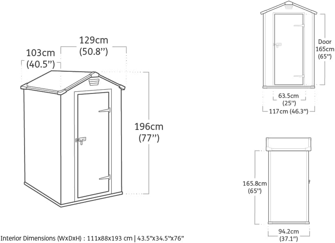 4 × 3 Ft Outdoor Garden Storage Shed – Grey