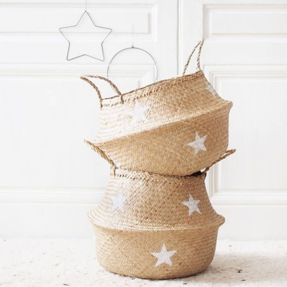 SMALLGROWN Handmade Seagrass Storage Basket - Natural Woven Belly Basket