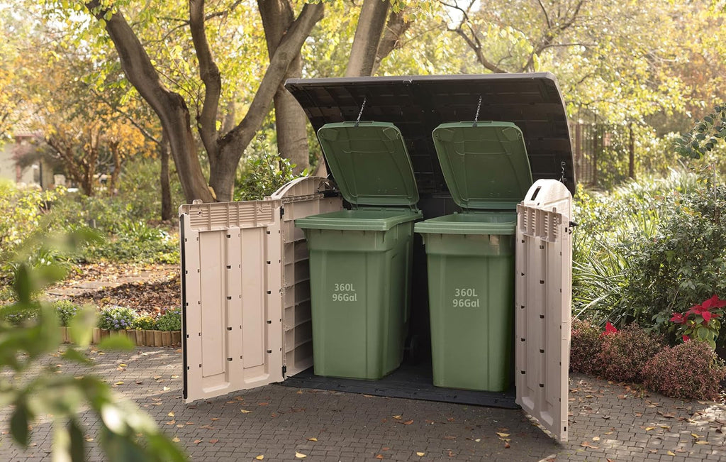 2000L Outdoor Garden Storage Shed – Beige & Brown