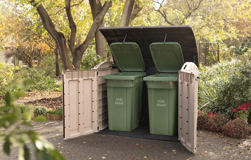 2000L Outdoor Garden Storage Shed – Beige & Brown