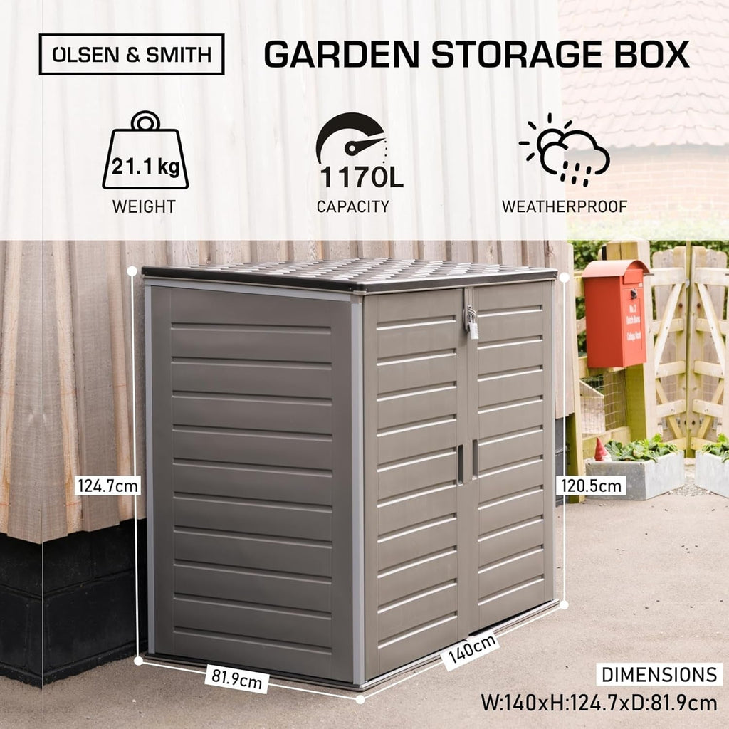 1170L Extra Large Outdoor Garden Storage Box with Padlock