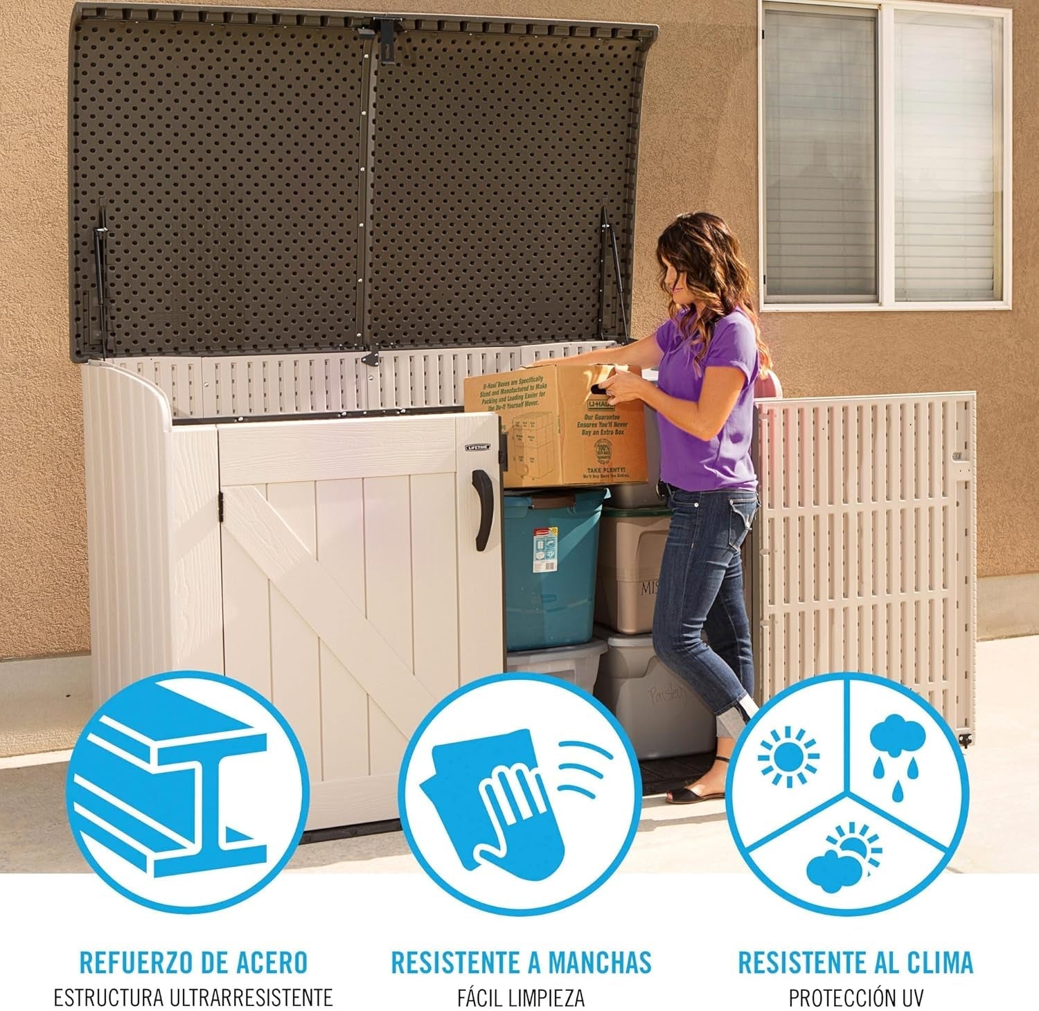 6 × 3.5 Ft Heavy-Duty Horizontal Outdoor Storage Shed – Desert Sand/White