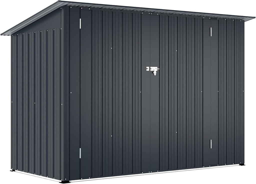 2.1 × 0.9M Outdoor Metal Garden Shed with Lockable Door – Galvanised Steel Bike & Tool Storage (203 × 96 × 141 cm)
