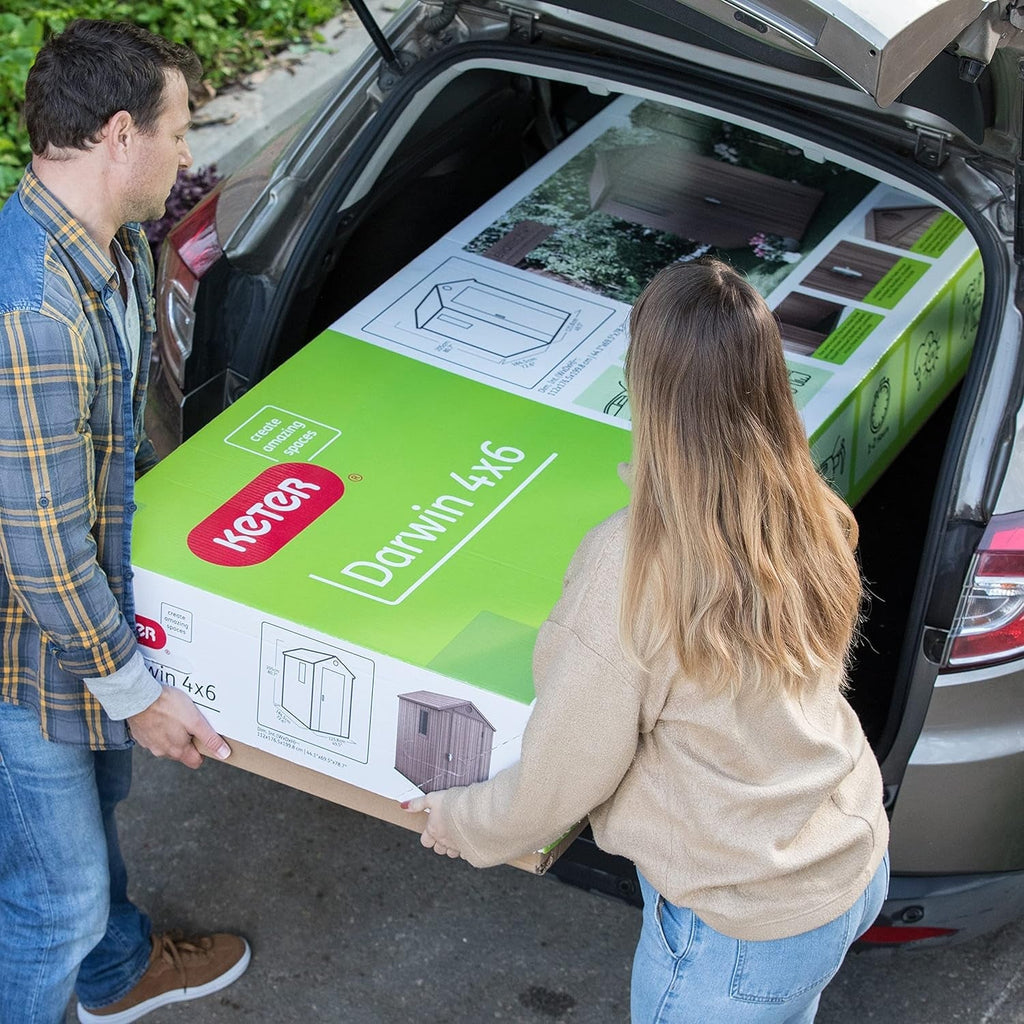 6 × 4 Ft Outdoor Apex Single Door Garden Storage Shed – Grey Wood-Effect