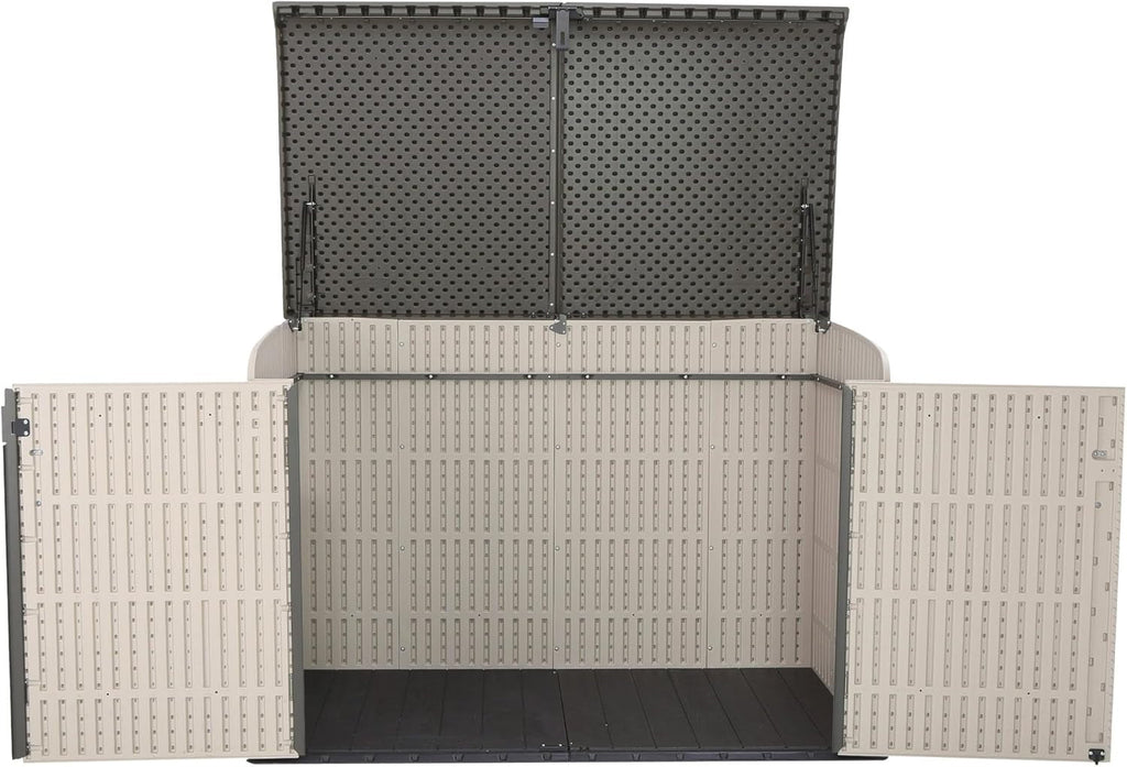 6 × 3.5 Ft Heavy-Duty Horizontal Outdoor Storage Shed – Desert Sand/White