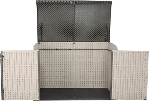 6 × 3.5 Ft Heavy-Duty Horizontal Outdoor Storage Shed – Desert Sand/White