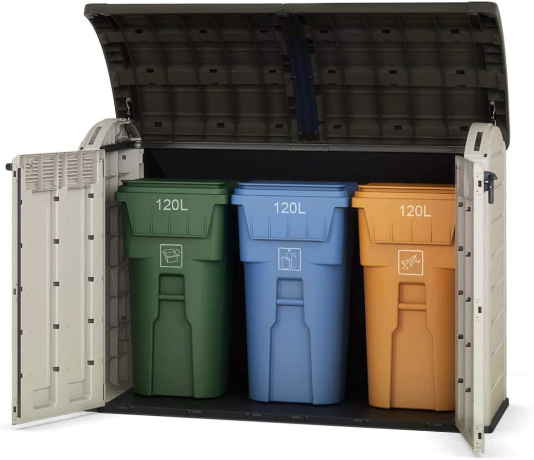 2000L Outdoor Garden Storage Shed – Beige & Brown