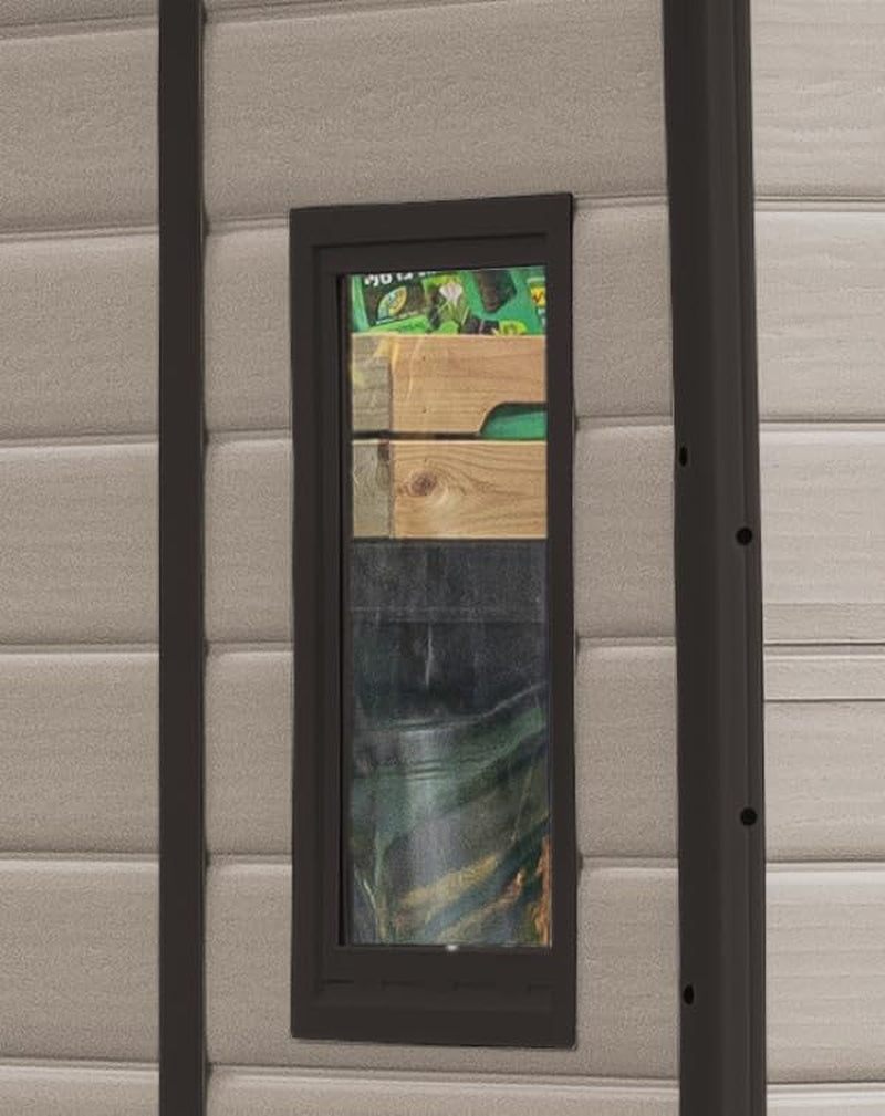 6 × 8 Ft Outdoor Apex Double Door Garden Storage Shed – Beige/Brown Wood Effect